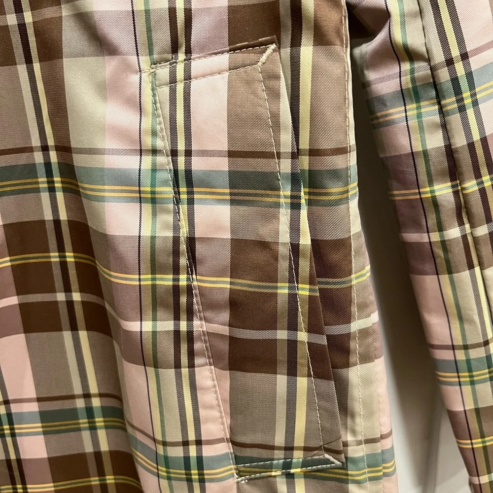 GAP Women's Trench Coat - Brown and Pink Plaid - Picture 6 of 16
